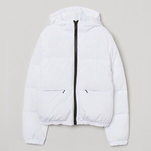 HM White Hooded Puffer Jacket